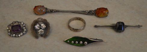 Silver including ring, brooches etc.