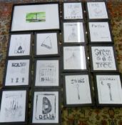 Assorted pen & ink framed pictures & fra