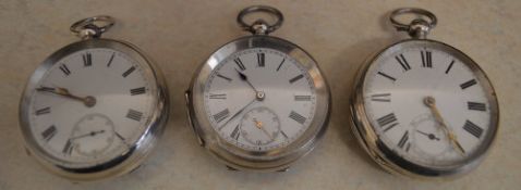 3 silver pocket watches, one marked .935