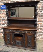 Large late Victorian heavily carved oak