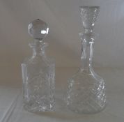 2 glass decanters