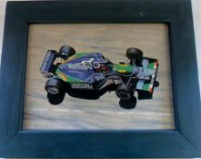 Oil on canvas of Michael Schumacher in a