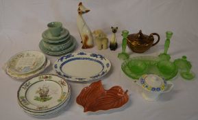 Ceramics including cat figures, Bunnykin