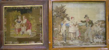 2 framed Victorian needlepoints AF one m