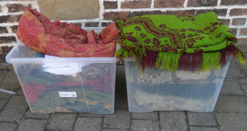 2 boxes of assorted fabric inc velvet cu