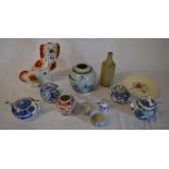 Ceramics including a Chinese ginger jar,