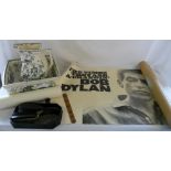 Ivory ware toilet set, poster of Bob Dyl