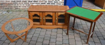 Games table, TV cabinet & a retro glass