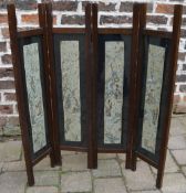 Chinese silks panels mounted in a 1930s fire screen