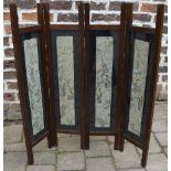 Chinese silks panels mounted in a 1930s fire screen