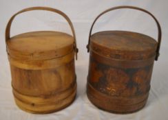2 wooden firkin buckets