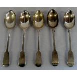 5 silver monogrammed table spoons London