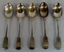 5 silver monogrammed table spoons London