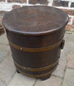 Wooden barrel shaped coal scuttle