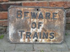 Cast iron GWR 'Beware of Trains' sign