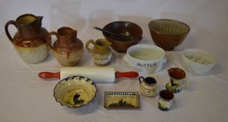 Kitchenalia including salt glaze jugs, m