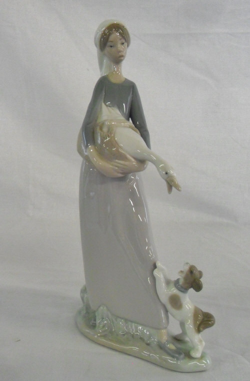 Lladro figure of a girl with a goose and