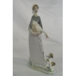 Lladro figure of a girl with a goose and