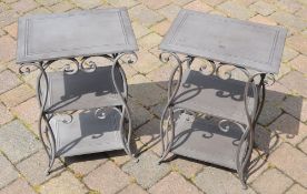 2 small metal tables