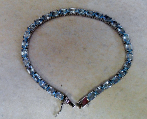 Sky blue topaz sterling silver bracelet
