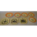 4 Victorian plates and matching cake sta