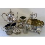Various silver plate including tea pot,