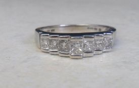 9ct white gold diamond ring in step desi