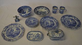 Blue & white ceramics including Copeland