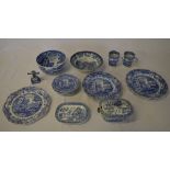 Blue & white ceramics including Copeland