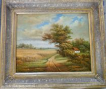 Oil on board of a countryside scene 71 c