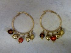 9ct gold hoop earrings with Murano glass