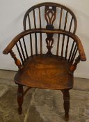 Victorian low back yew wood Windsor chai
