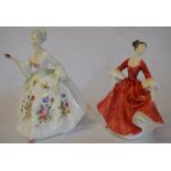 2 Royal Doulton lady figures including D