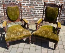 Pair of Victorian open armchairs