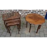 Mahogany occasional table (cut down) & a