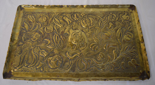 Large brass Art Nouveau panel with repou