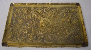 Large brass Art Nouveau panel with repou