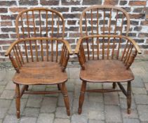 Pair of Victorian elm Windsor chairs