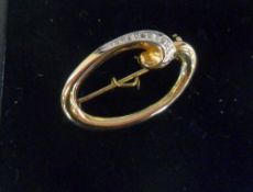 9ct gold and diamond brooch total weight