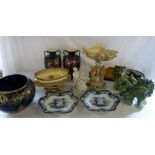 Various ceramics and silver plate (2 box