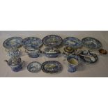 Blue & white ceramics including plates,