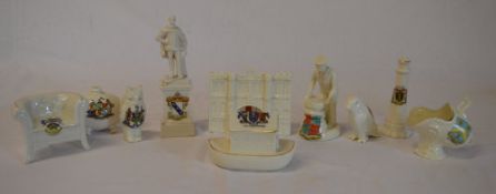 Unusual shaped crested china including a