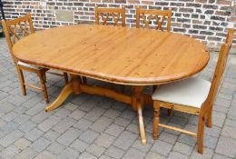 Modern pine draw leaf table & 4 chairs