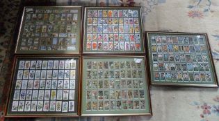 5 sets of framed cigarette cards