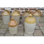 6 stoneware flagons including James Will