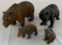 4 carved Black Forest bears (one AF)