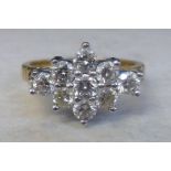 18ct gold diamond cluster ring approx 0.