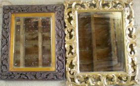 Carved oak leaf mirror & a gilt framed m