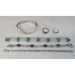 Selection of silver jewellery inc jade s