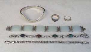 Selection of silver jewellery inc jade s